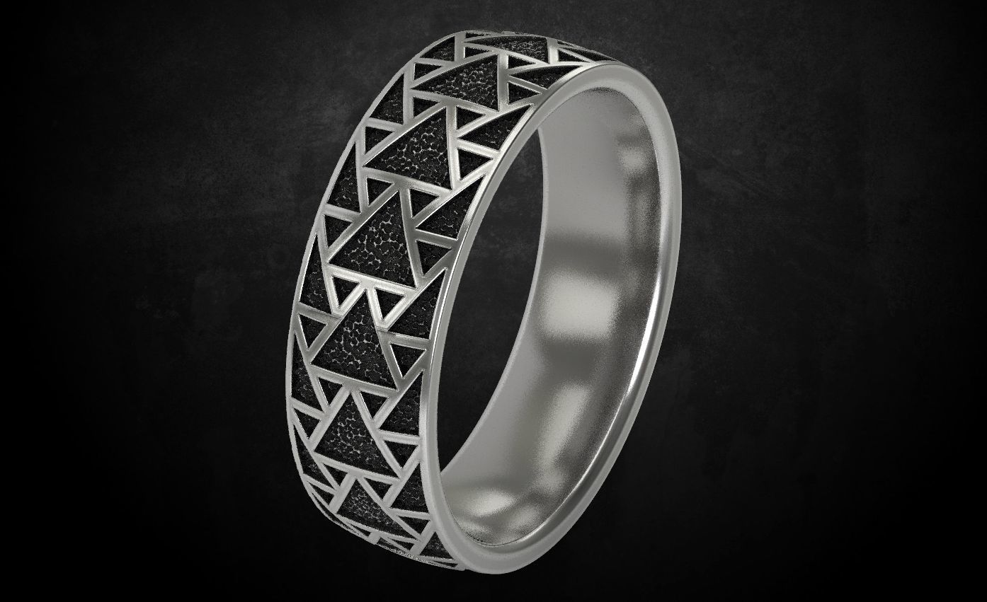 Stylish ring with triangles 271 3D print model_10