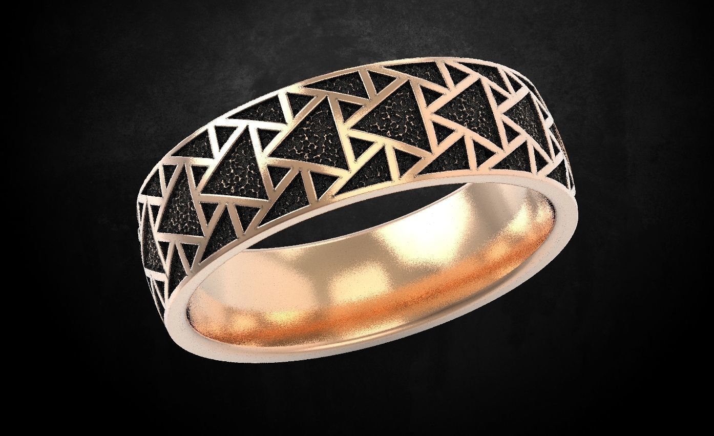 Stylish ring with triangles 271 3D print model_1