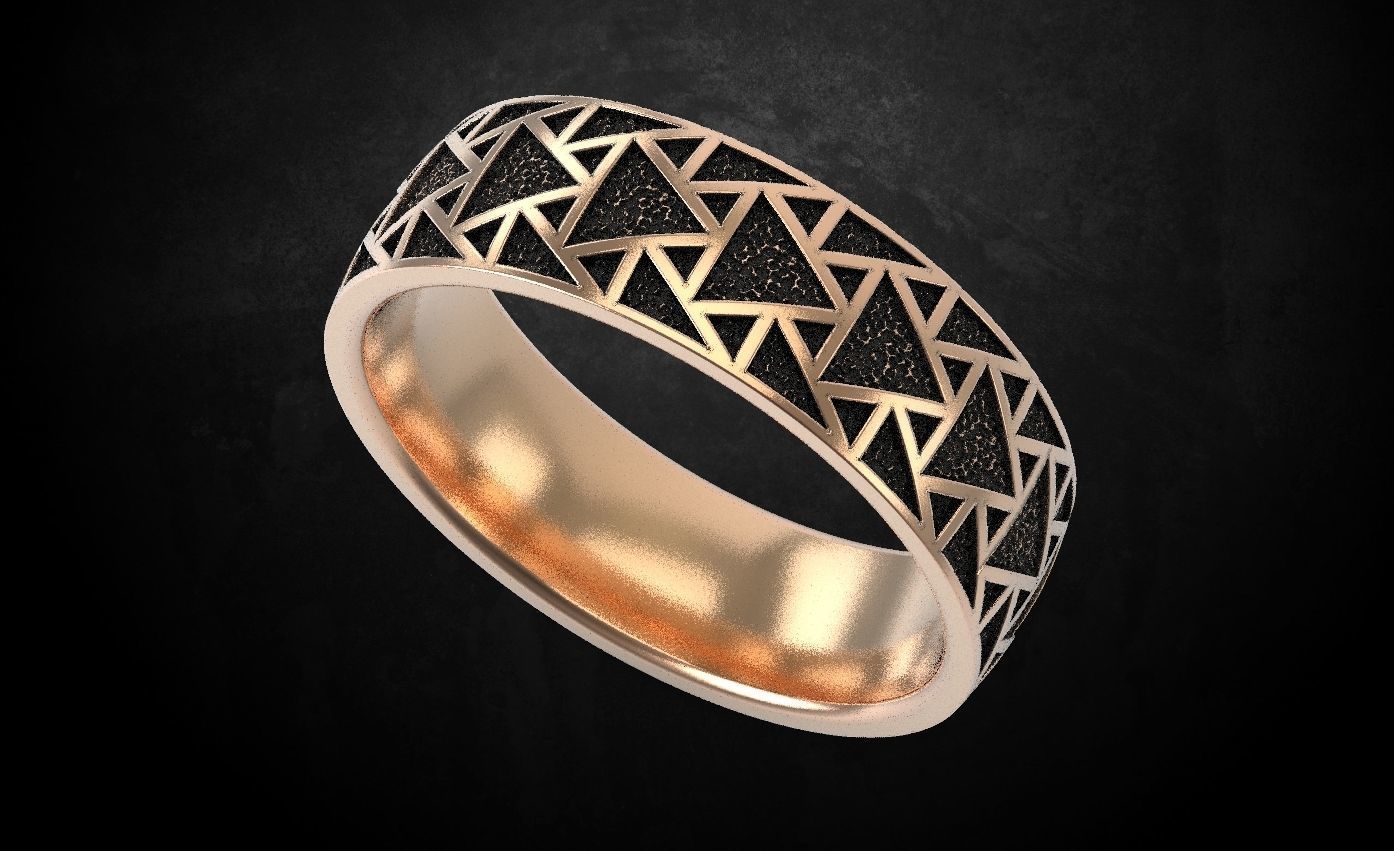 Stylish ring with triangles 271 3D print model_3