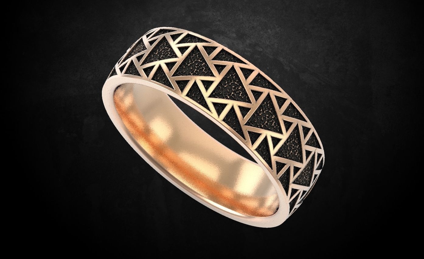 Stylish ring with triangles 271 3D print model_7