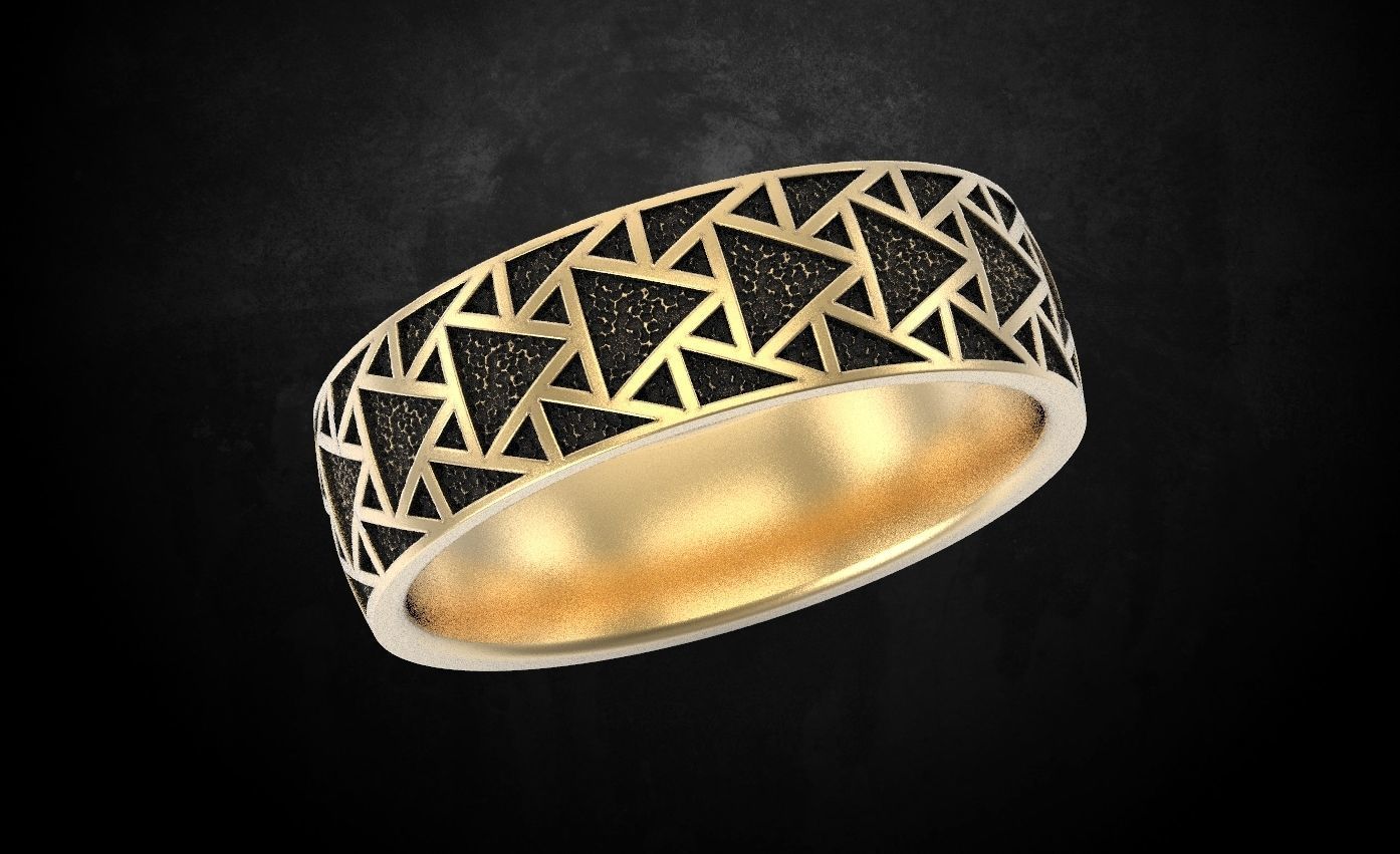 Stylish ring with triangles 271 3D print model_5