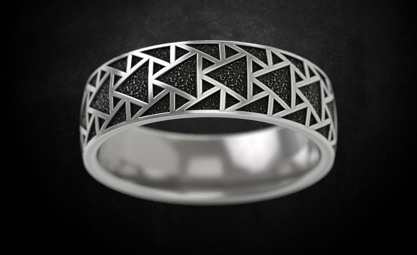 Stylish ring with triangles 271 3D print model_4