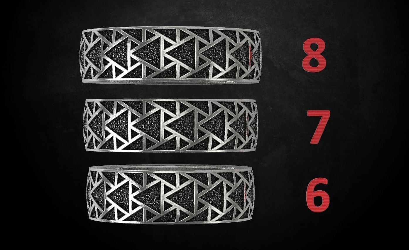 Stylish ring with triangles 271 3D print model_2