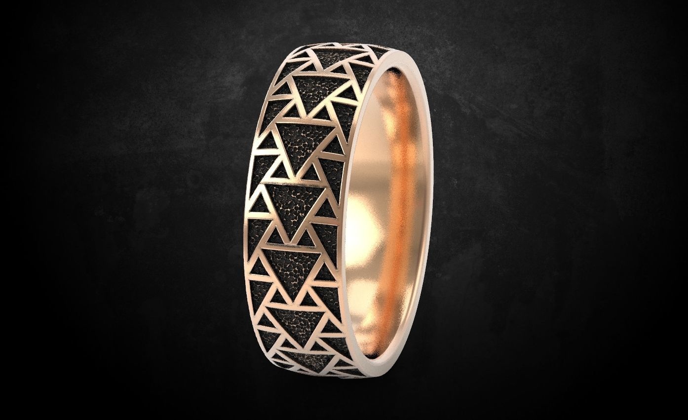Stylish ring with triangles 271 3D print model_11