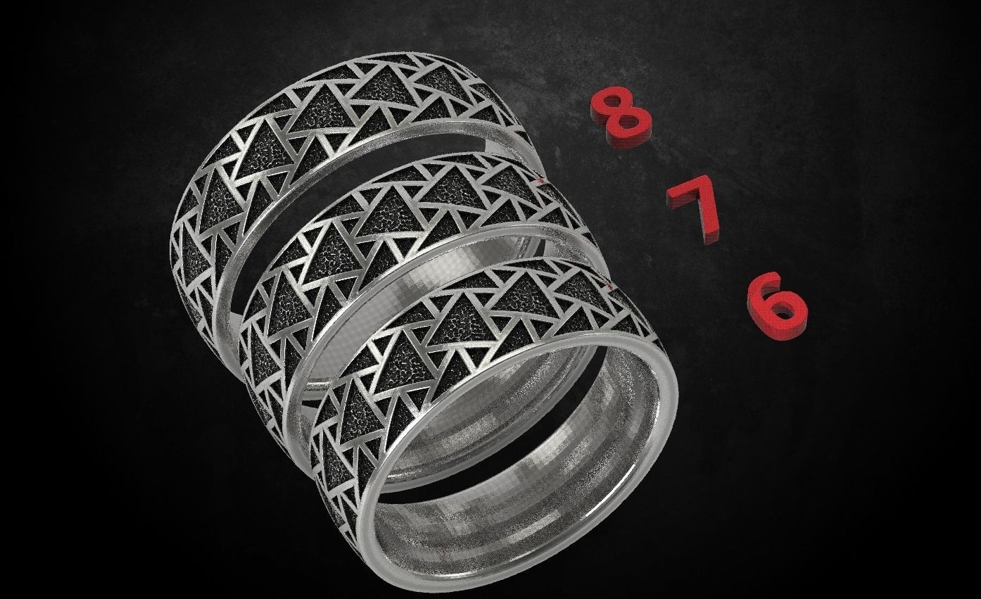 Stylish ring with triangles 271 3D print model_14