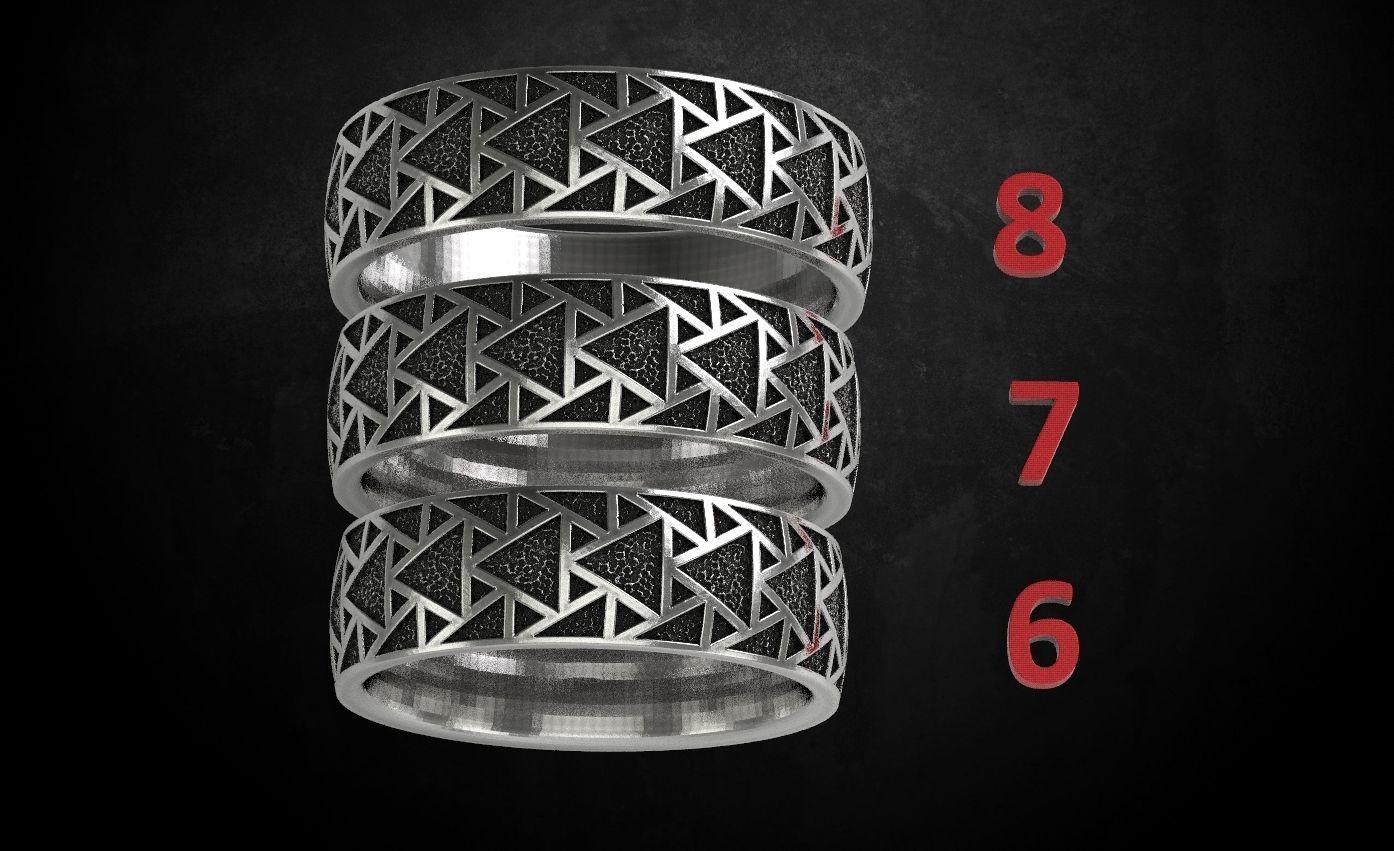 Stylish ring with triangles 271 3D print model_12