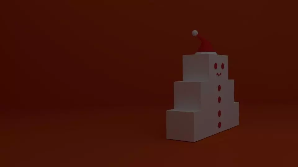 Snowman with santa hat 3D model