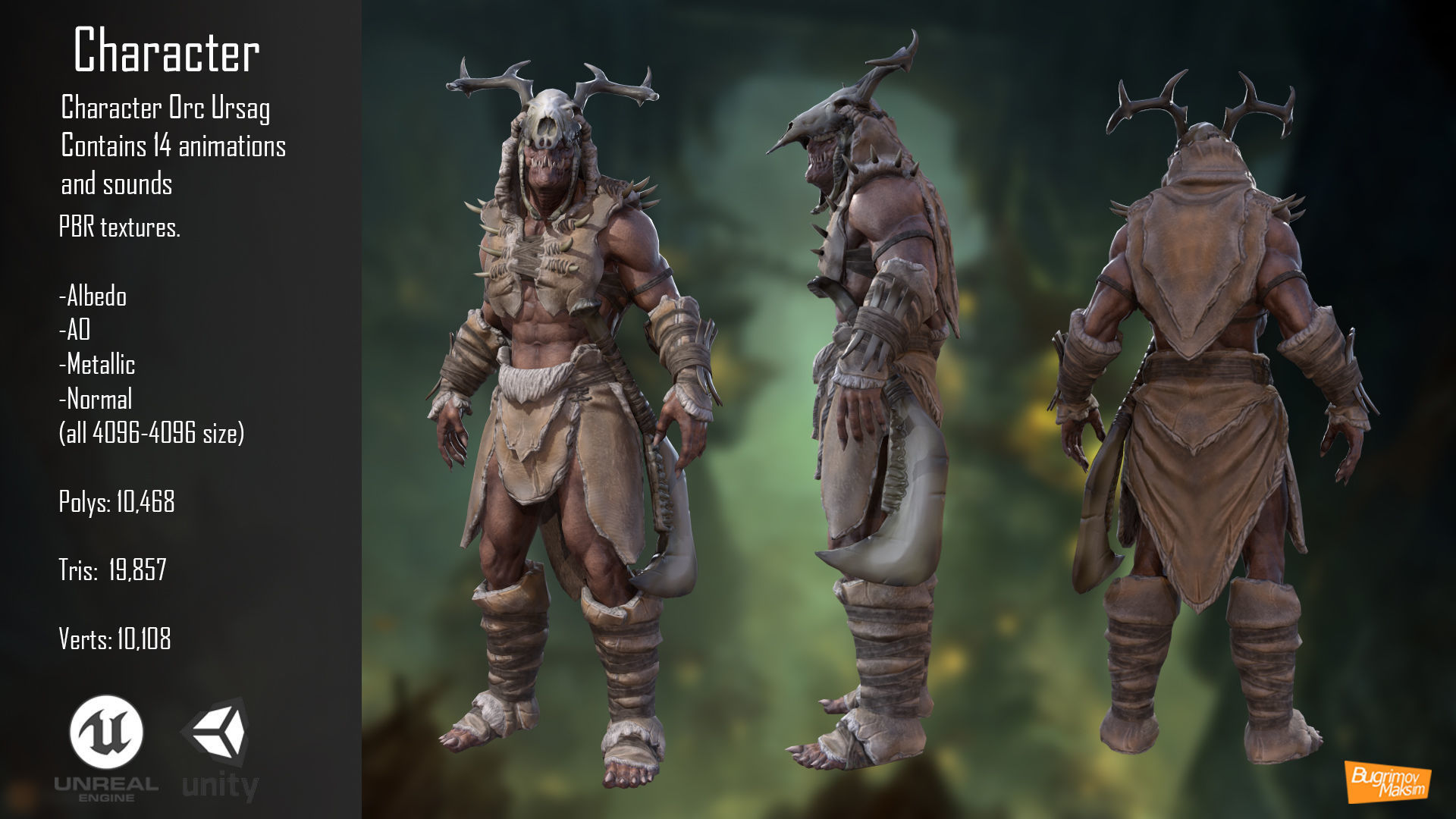 Character Orc Ursag Low-poly 3D model_2