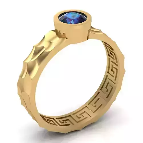 Ring 4 greek with sapphire