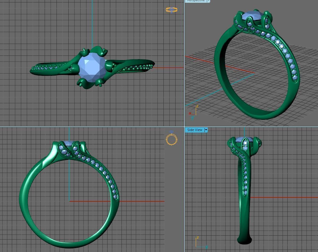 flower ring 3D print model_3