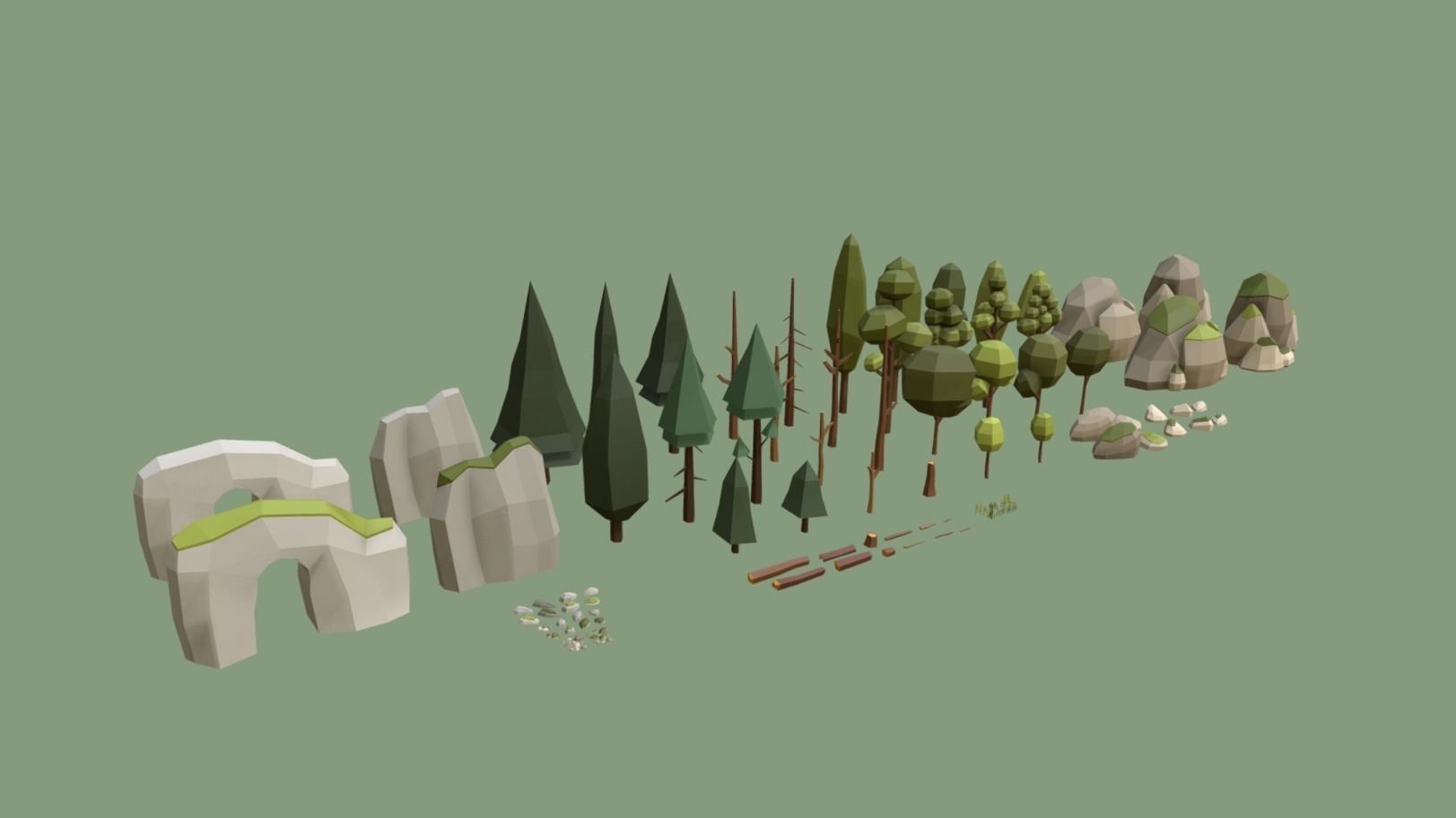 Multi season low poly nature Low-poly 3D model_6