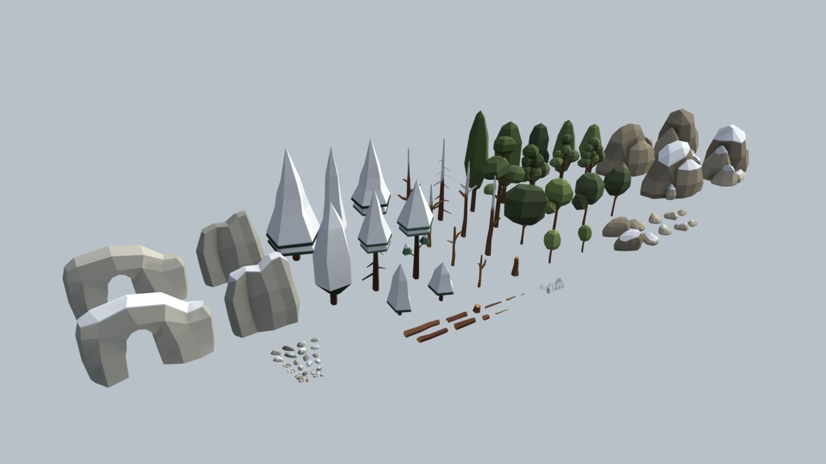 Multi season low poly nature Low-poly 3D model_10