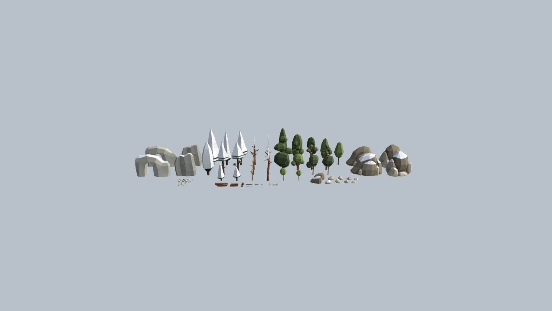 Multi season low poly nature Low-poly 3D model_3