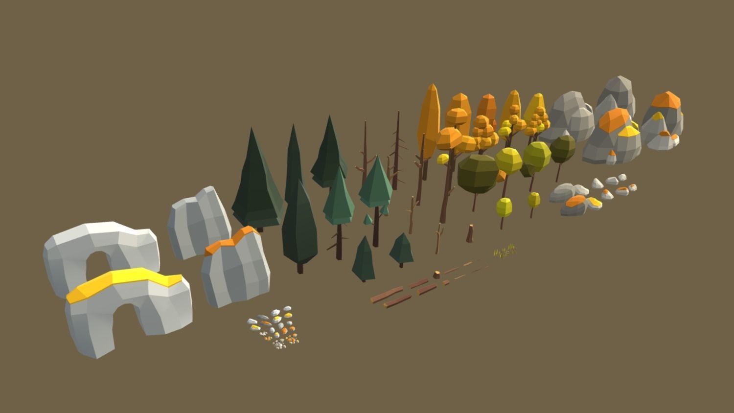 Multi season low poly nature Low-poly 3D model_9