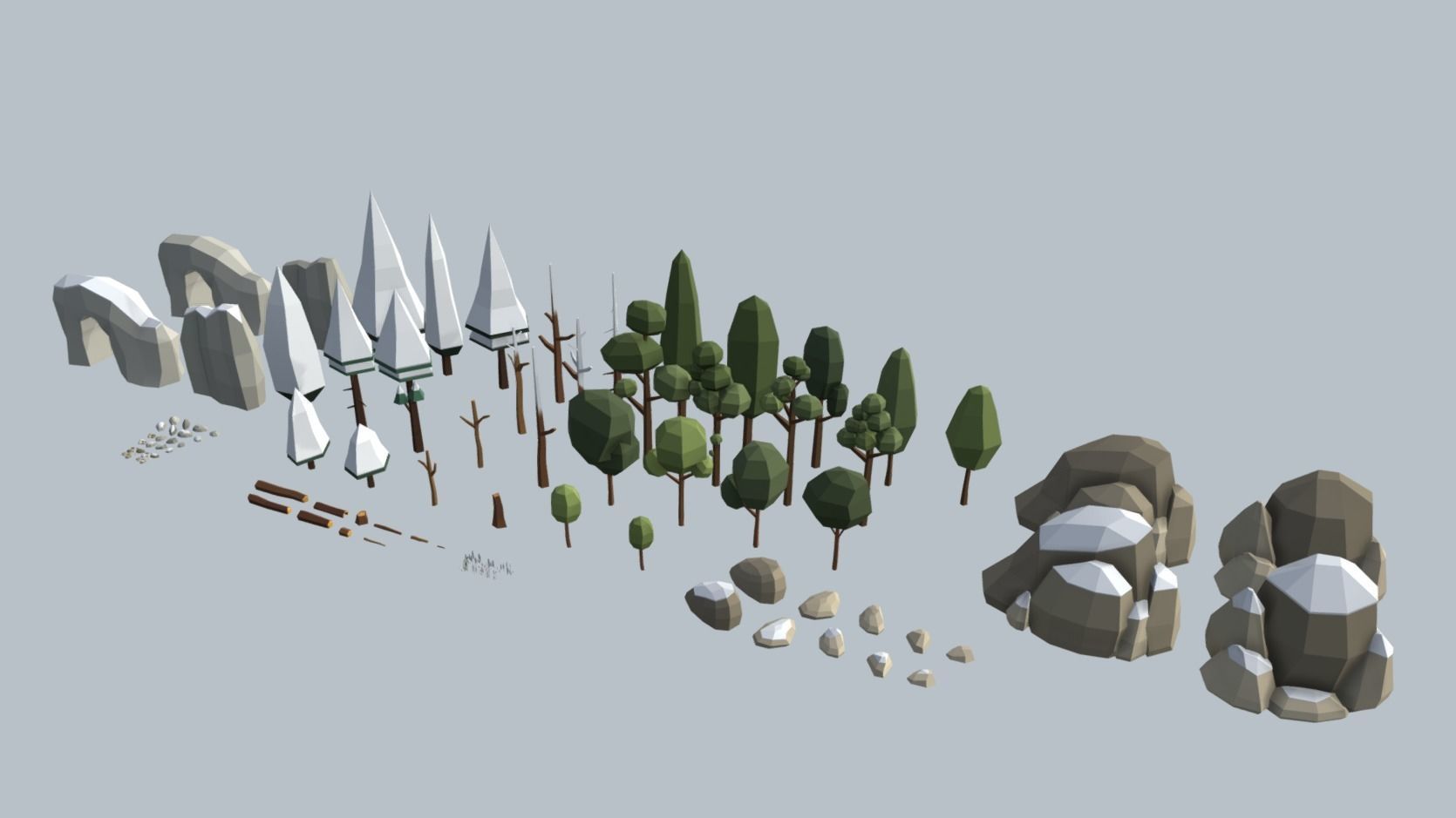 Multi season low poly nature Low-poly 3D model_11