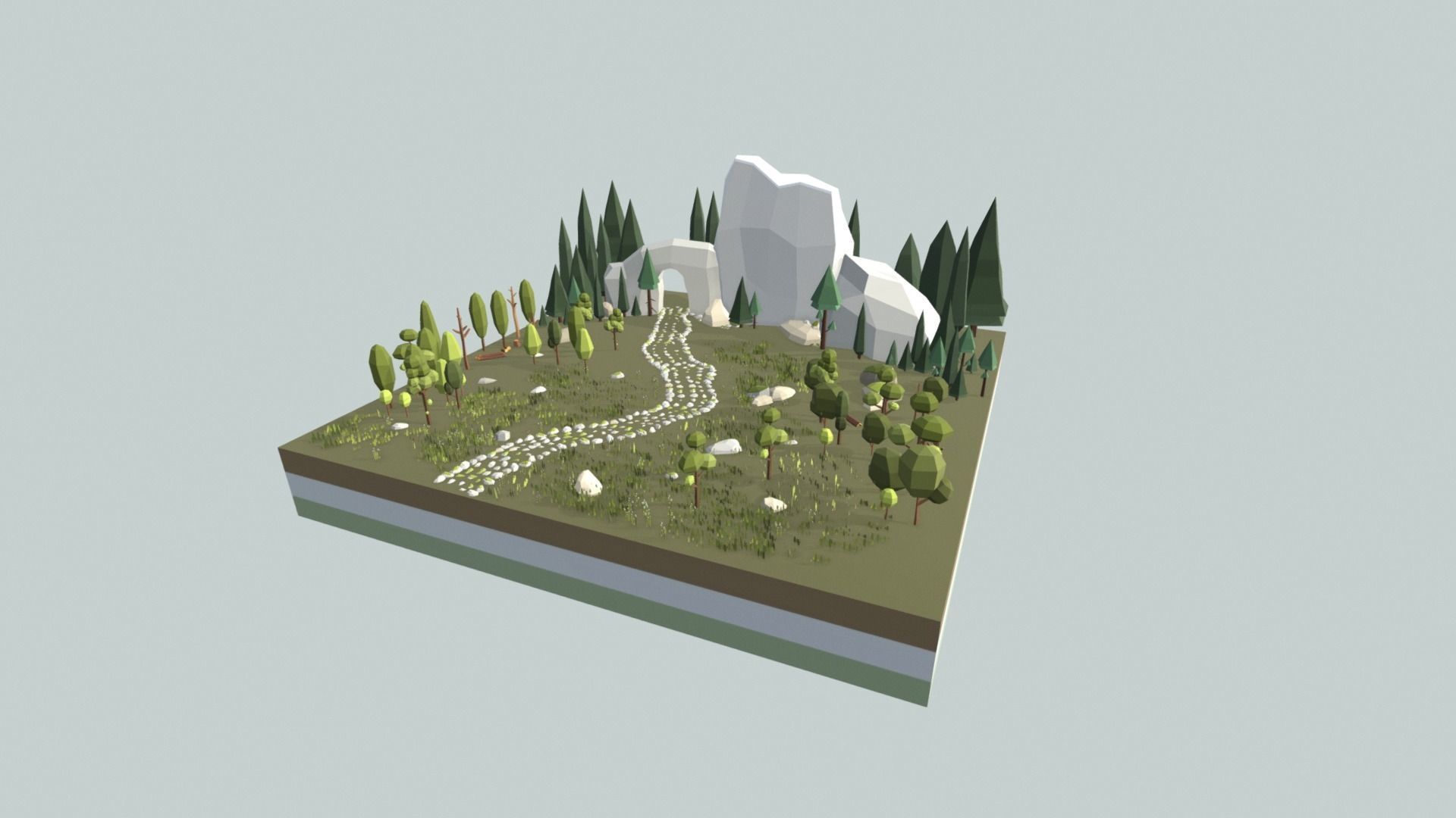 Multi season low poly nature Low-poly 3D model_2