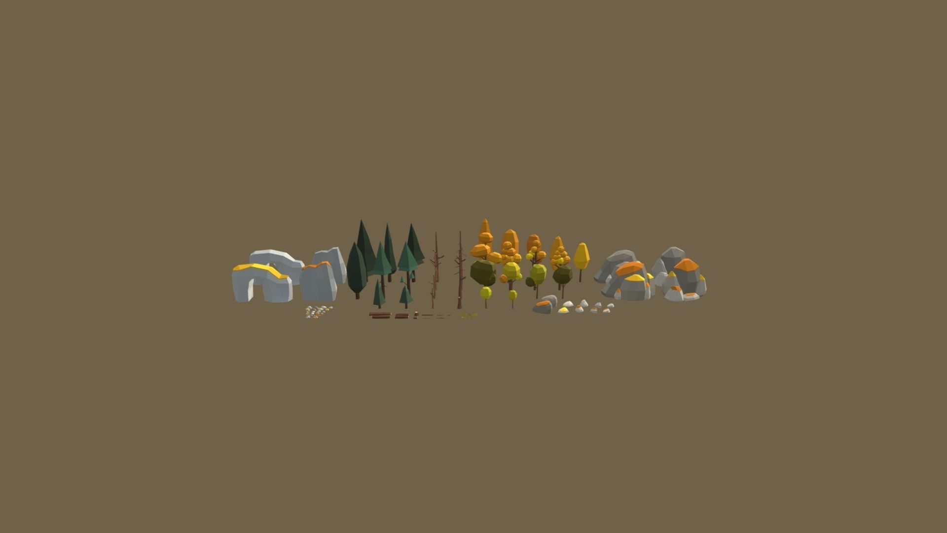 Multi season low poly nature Low-poly 3D model_4