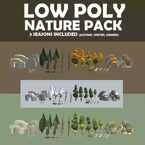 Multi season low poly nature Low-poly 3D model