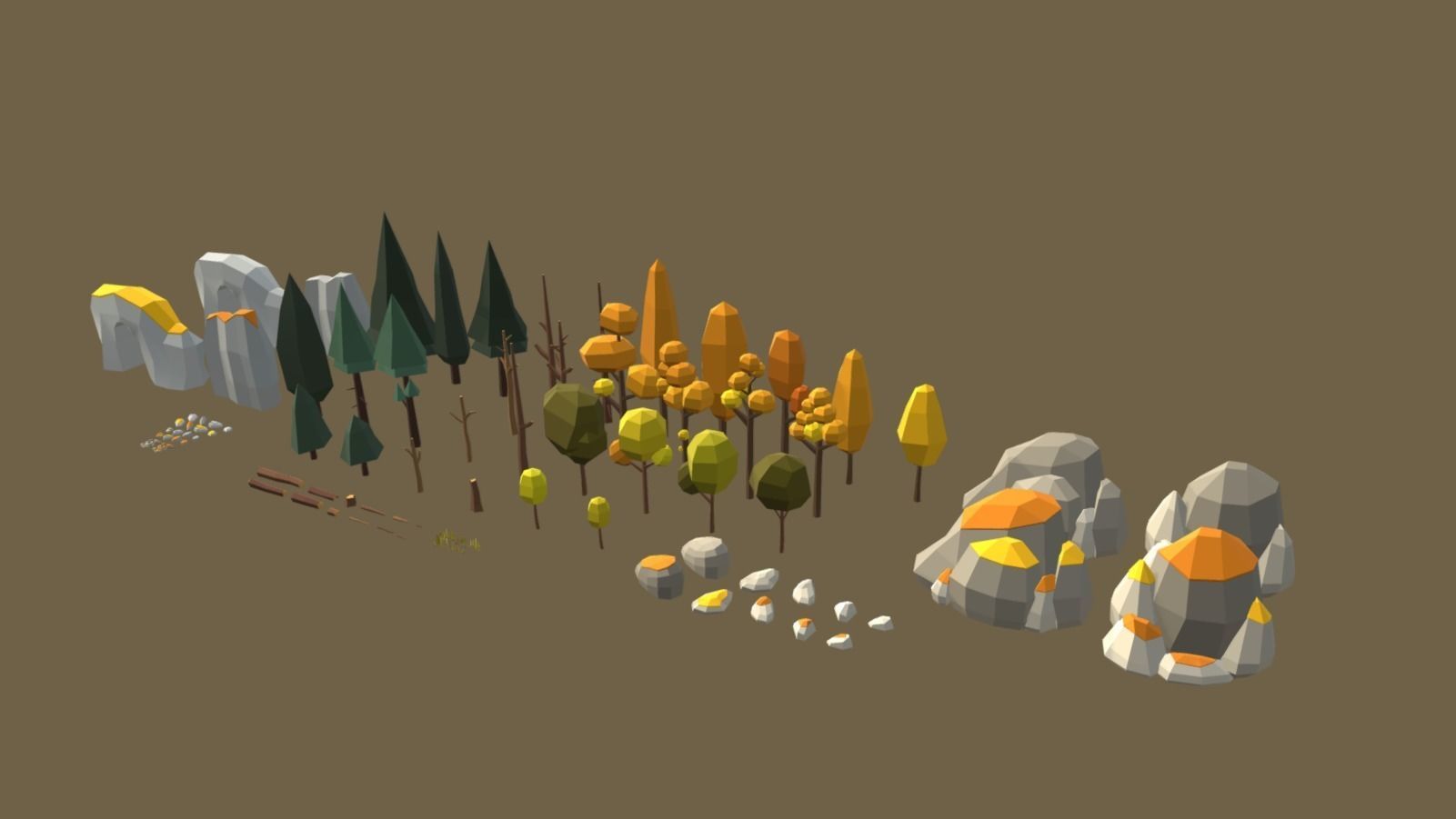 Multi season low poly nature Low-poly 3D model_8