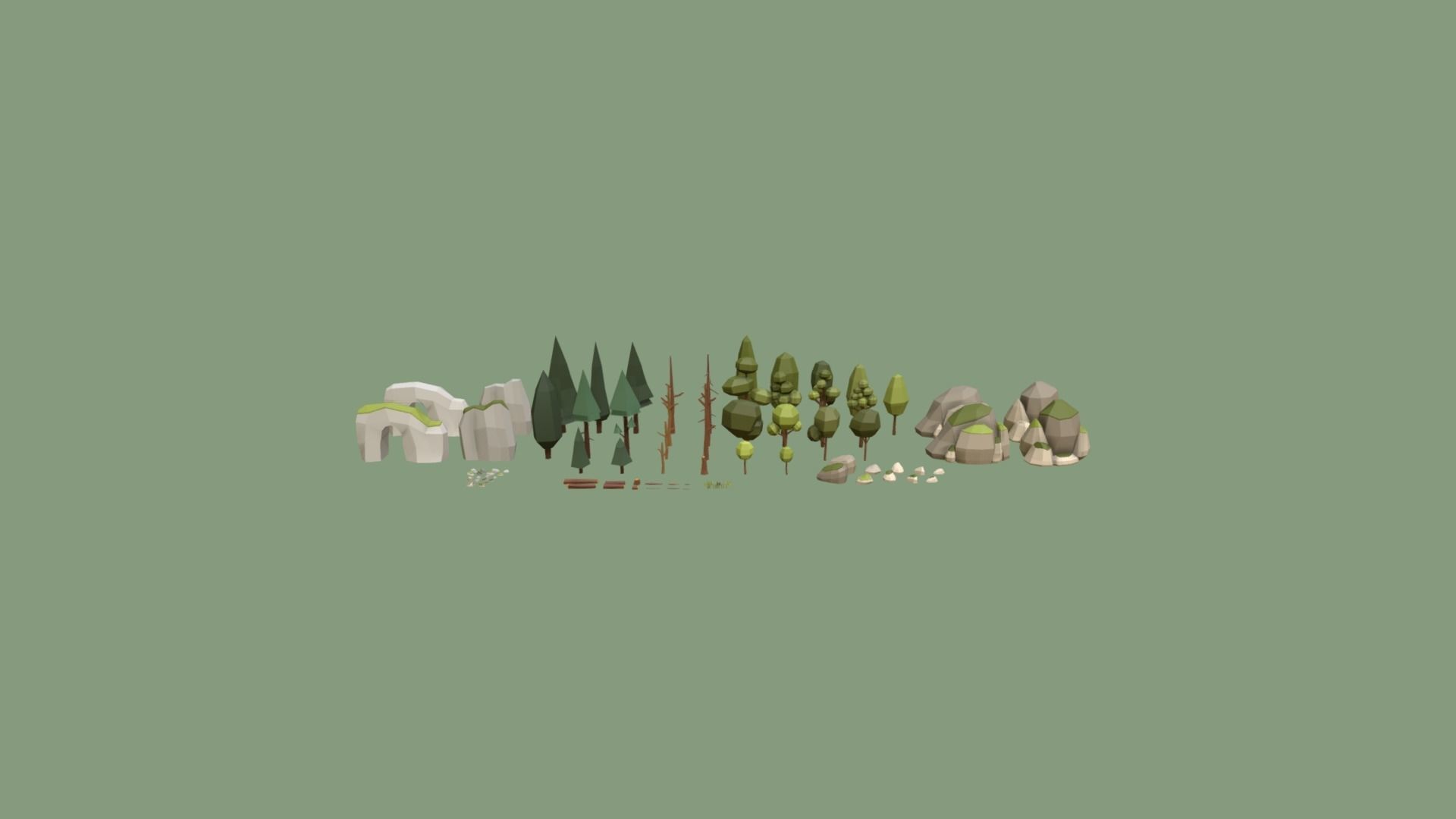 Multi season low poly nature Low-poly 3D model_5