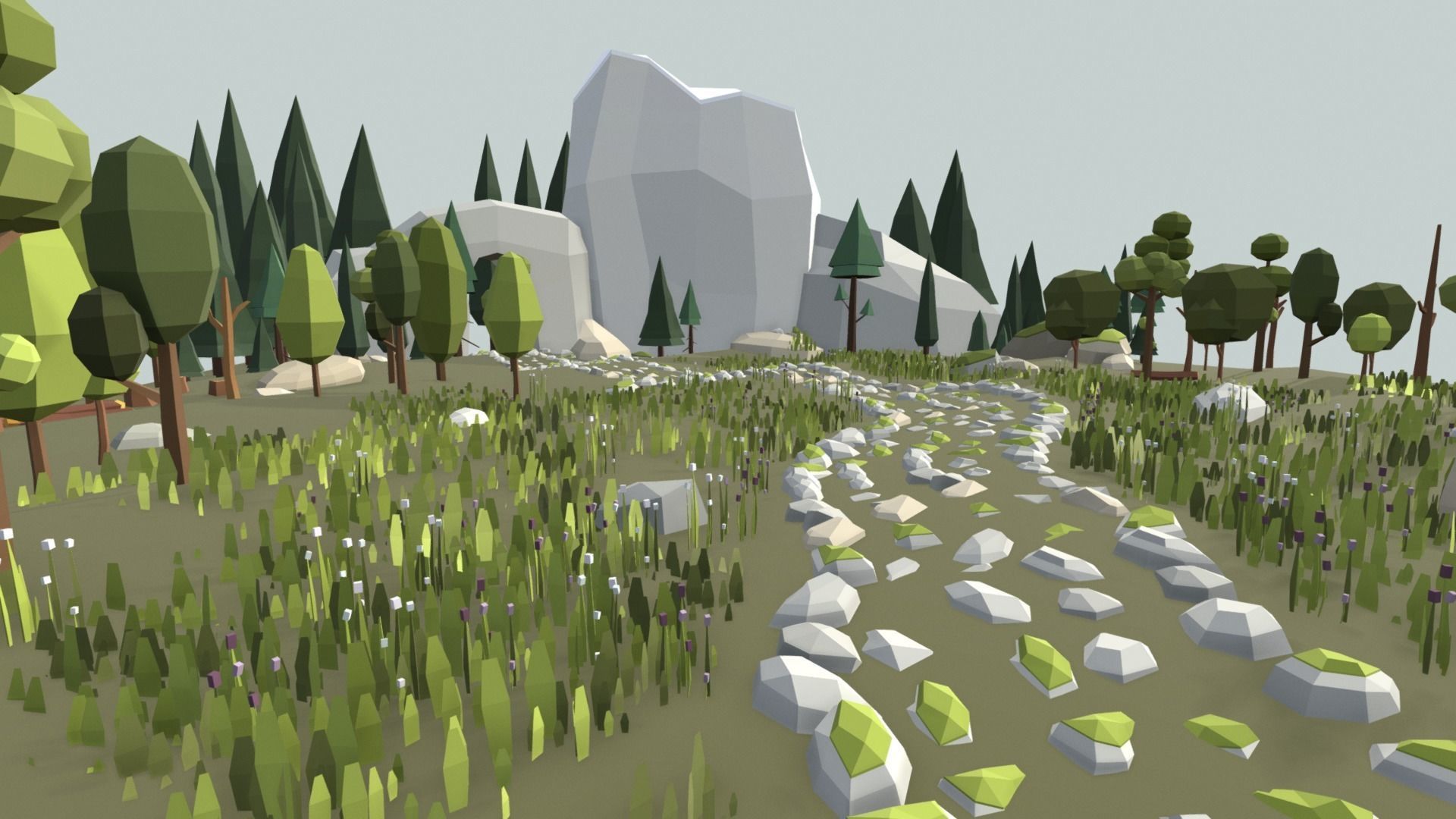 Multi season low poly nature Low-poly 3D model_1