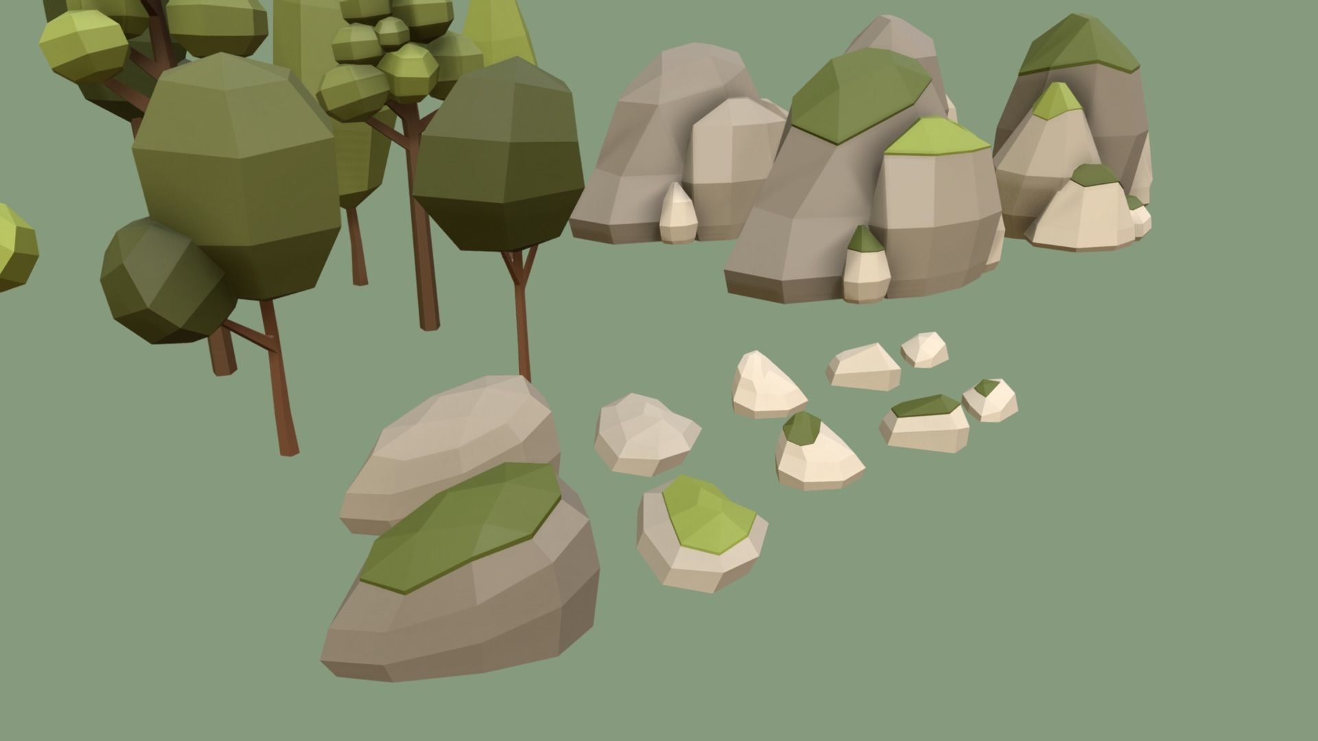 Multi season low poly nature Low-poly 3D model_15