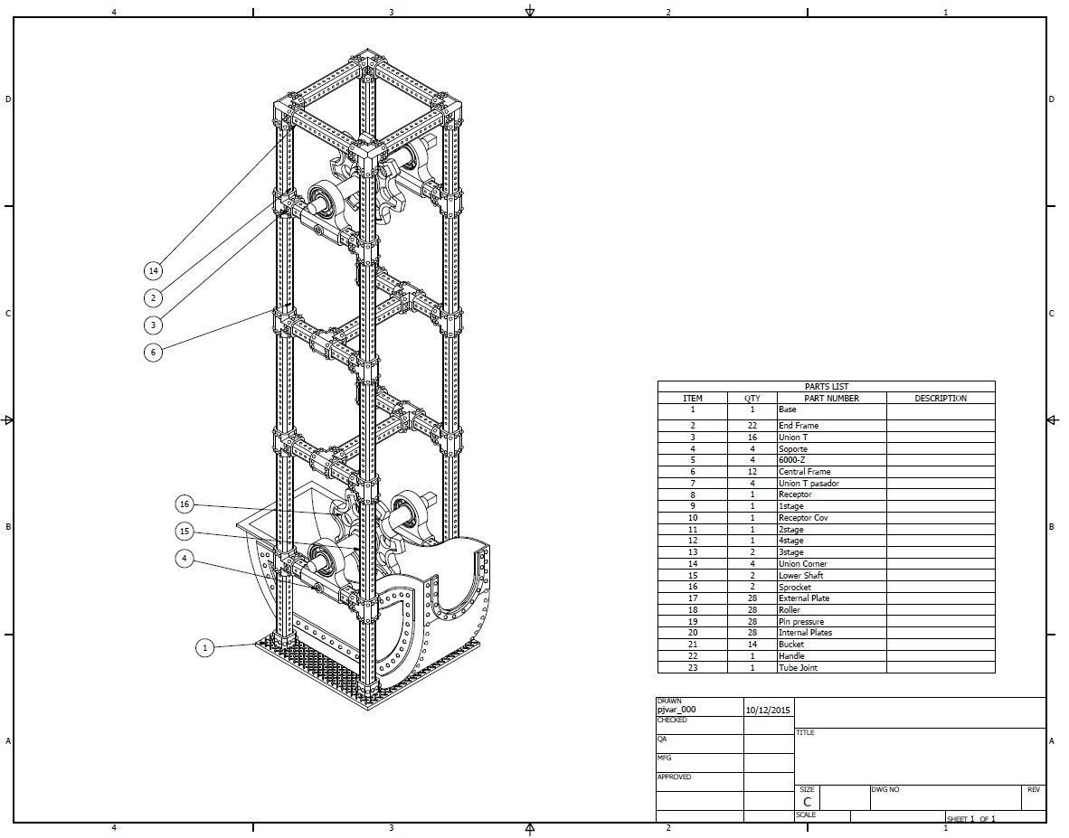 Modular Bucket Elevator - assembly expansible 3D print model_3