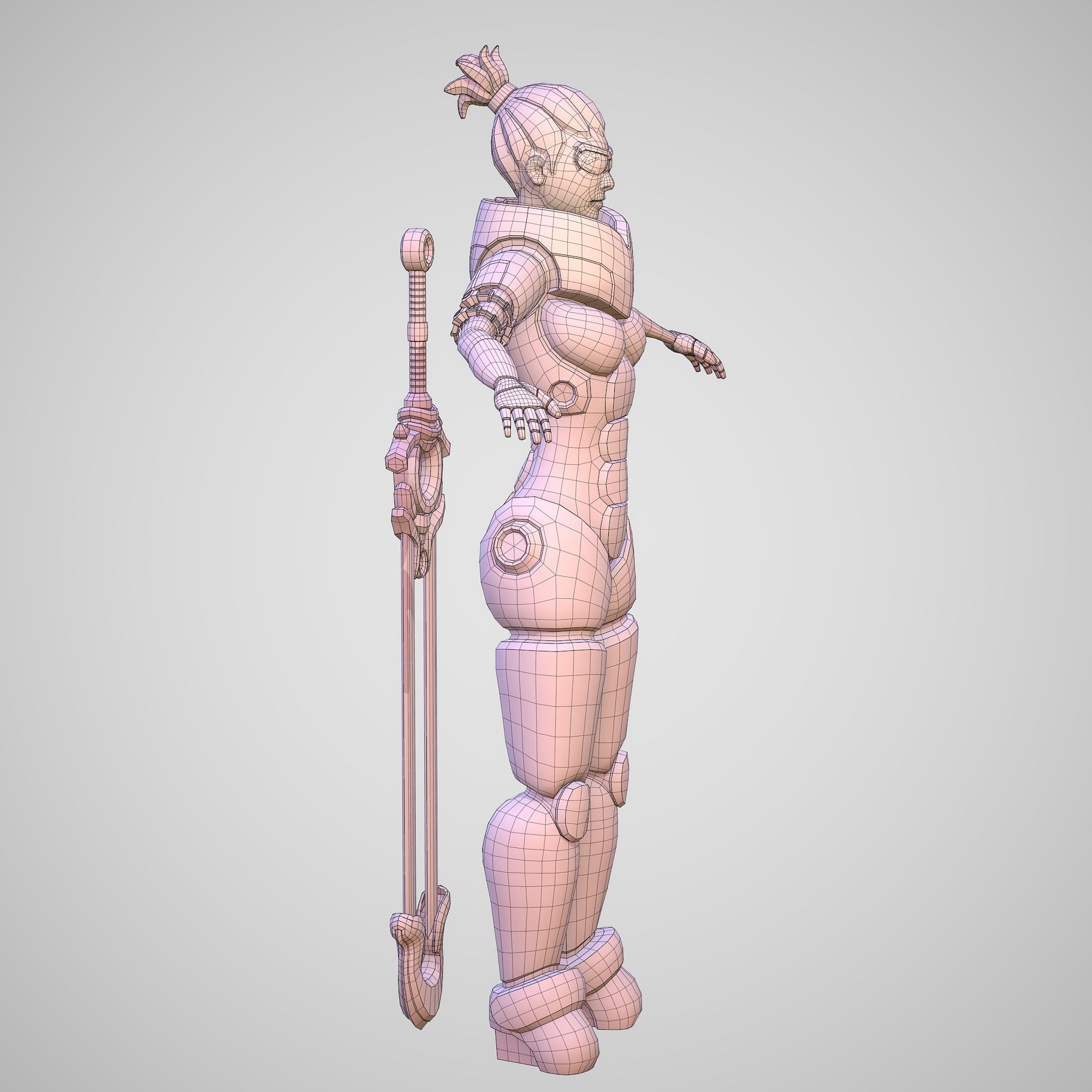 Cyber Warrior Low-poly 3D model_6