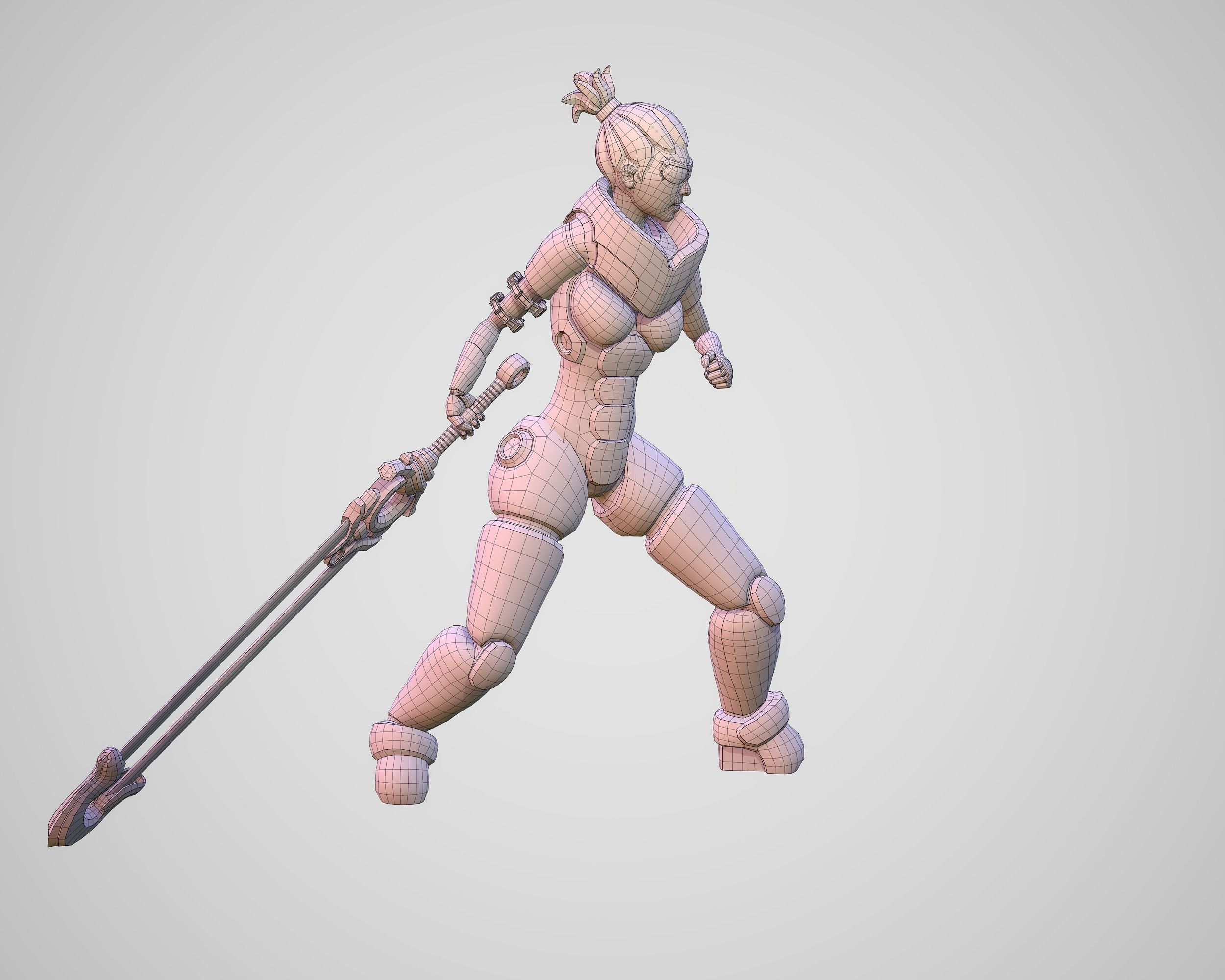 Cyber Warrior Low-poly 3D model_16