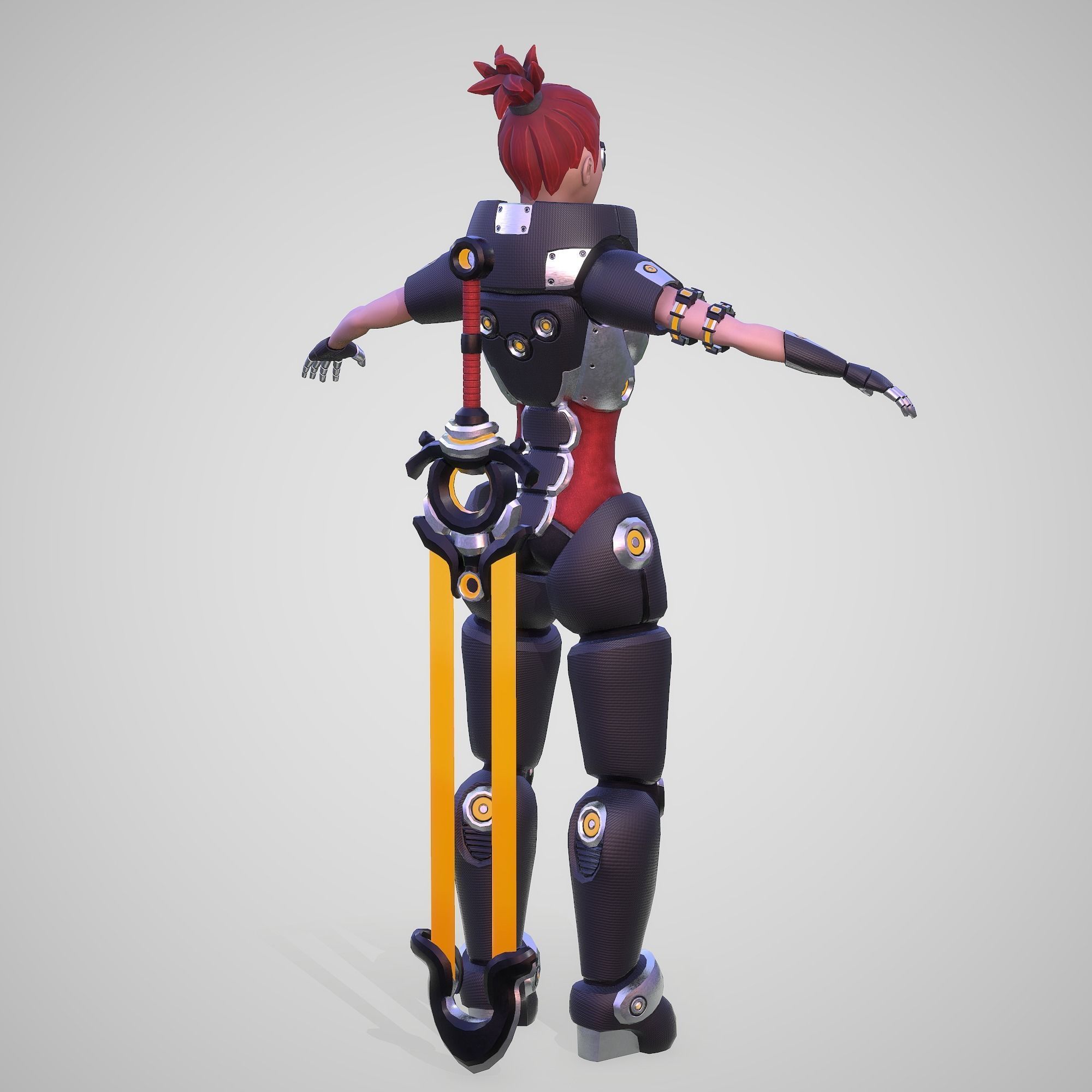 Cyber Warrior Low-poly 3D model_7