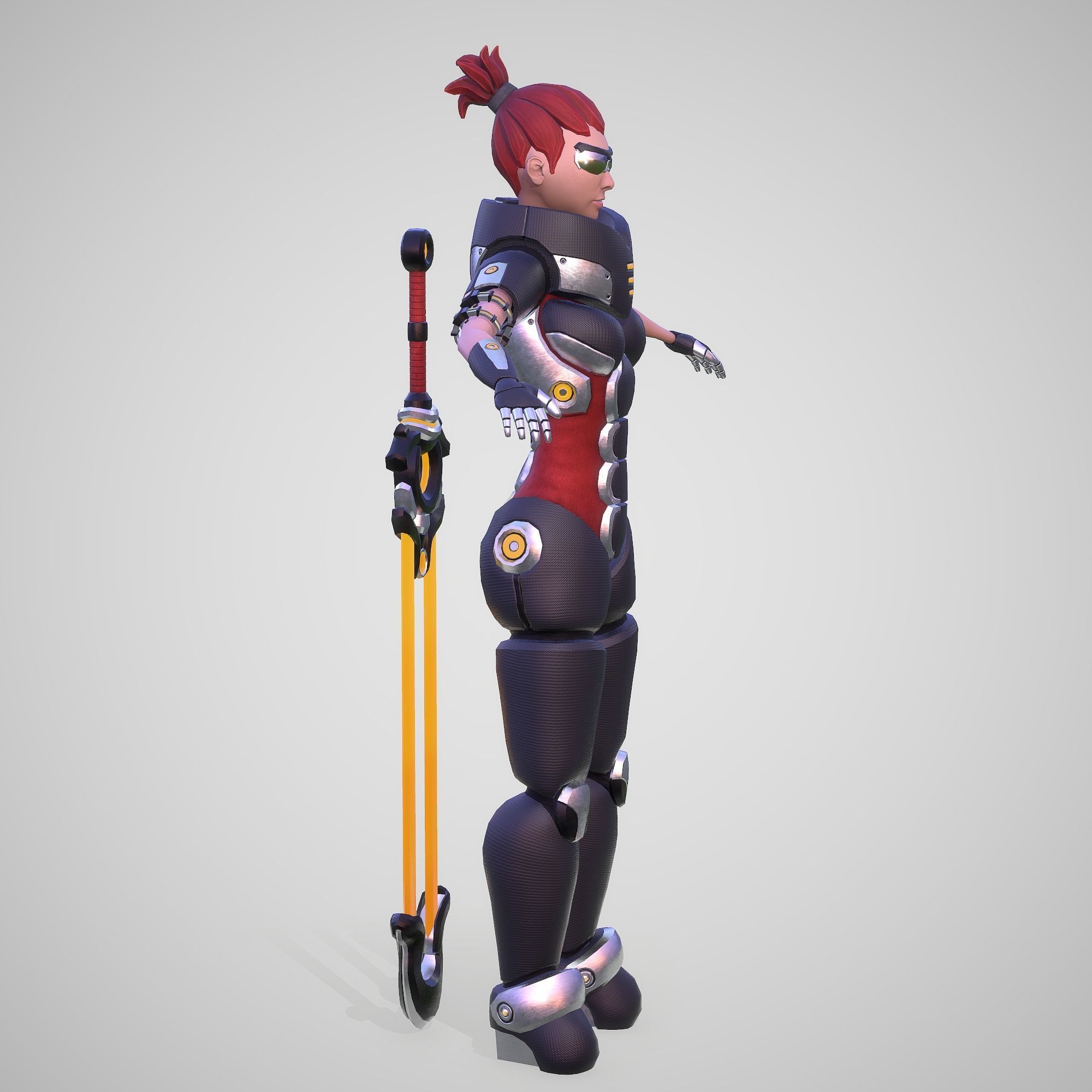 Cyber Warrior Low-poly 3D model_5