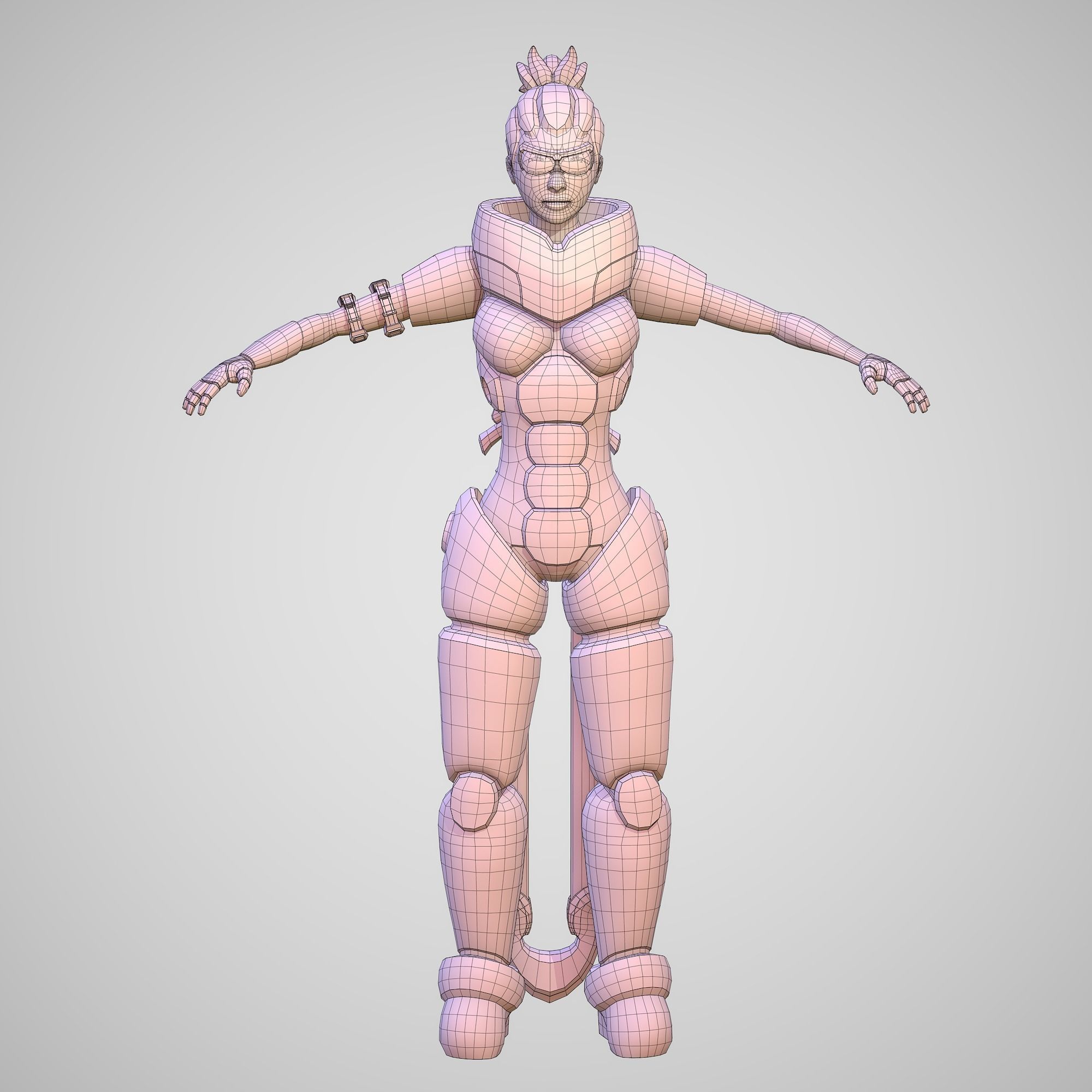Cyber Warrior Low-poly 3D model_4