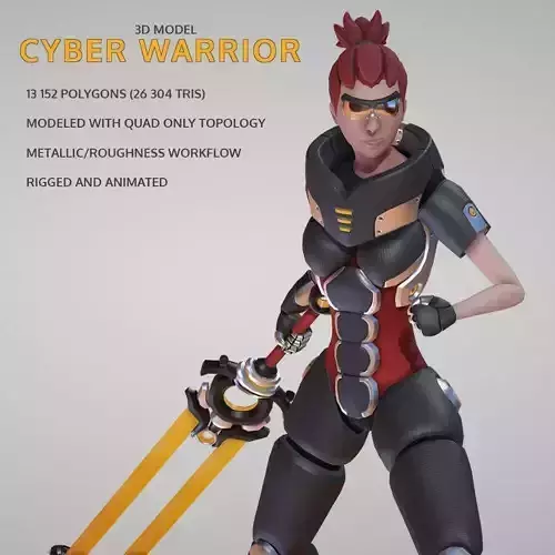 Cyber Warrior Low-poly 3D model