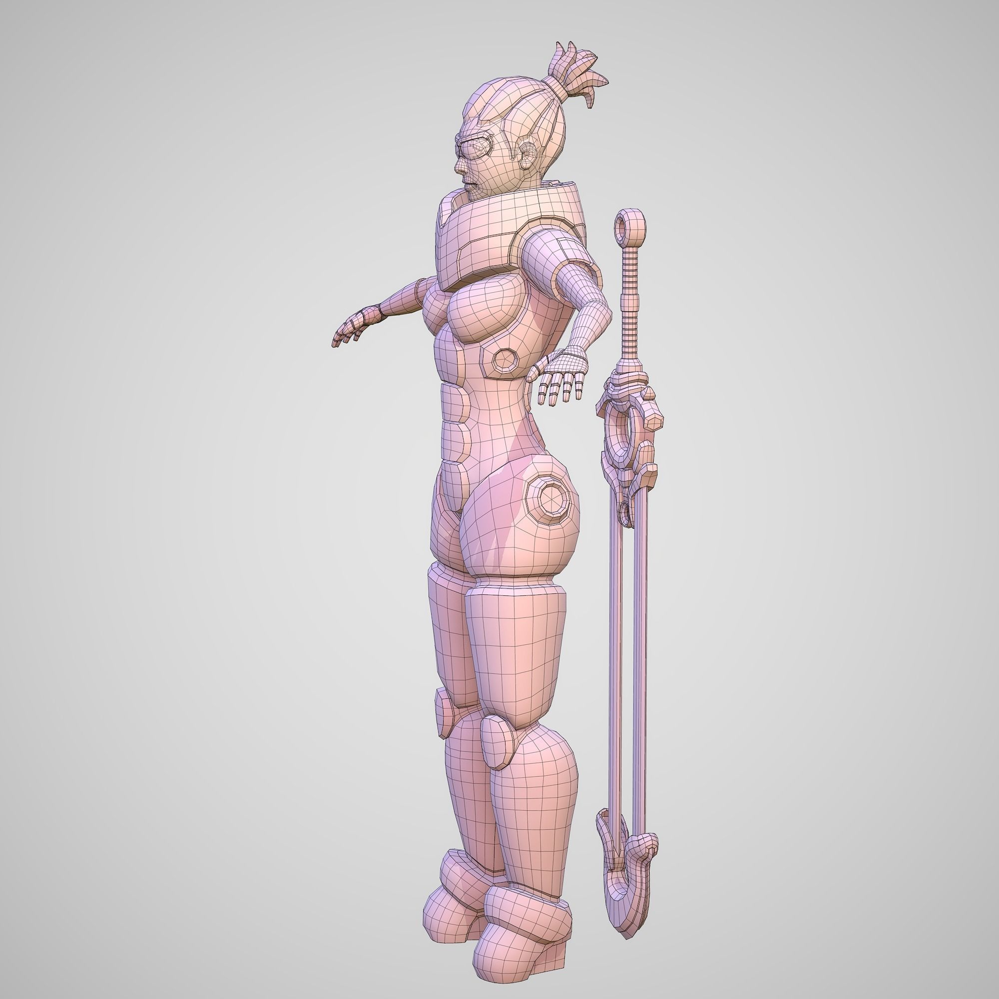 Cyber Warrior Low-poly 3D model_12