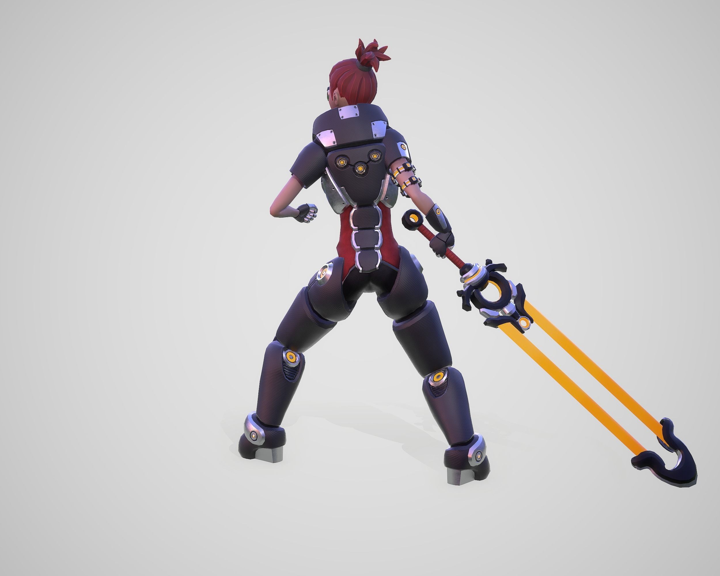 Cyber Warrior Low-poly 3D model_19