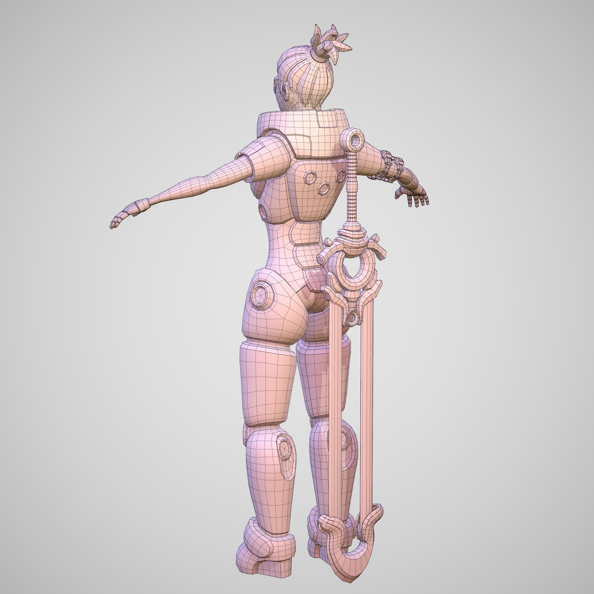 Cyber Warrior Low-poly 3D model_10