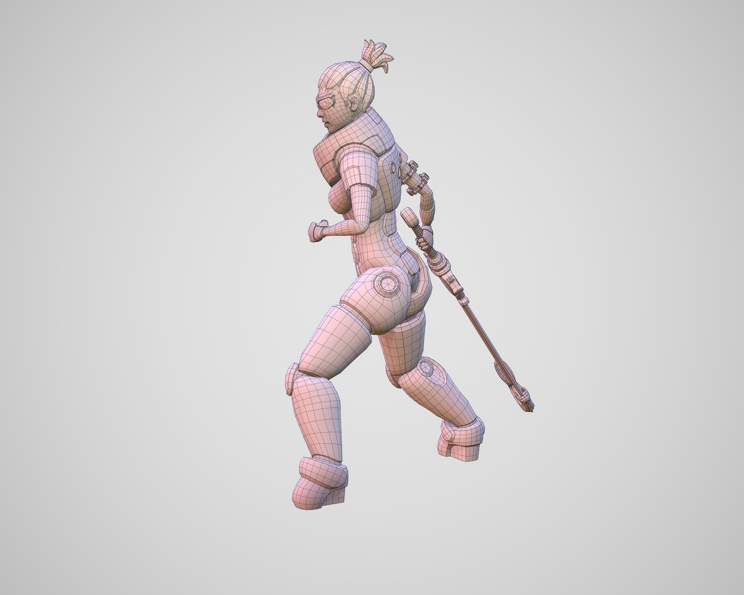 Cyber Warrior Low-poly 3D model_22