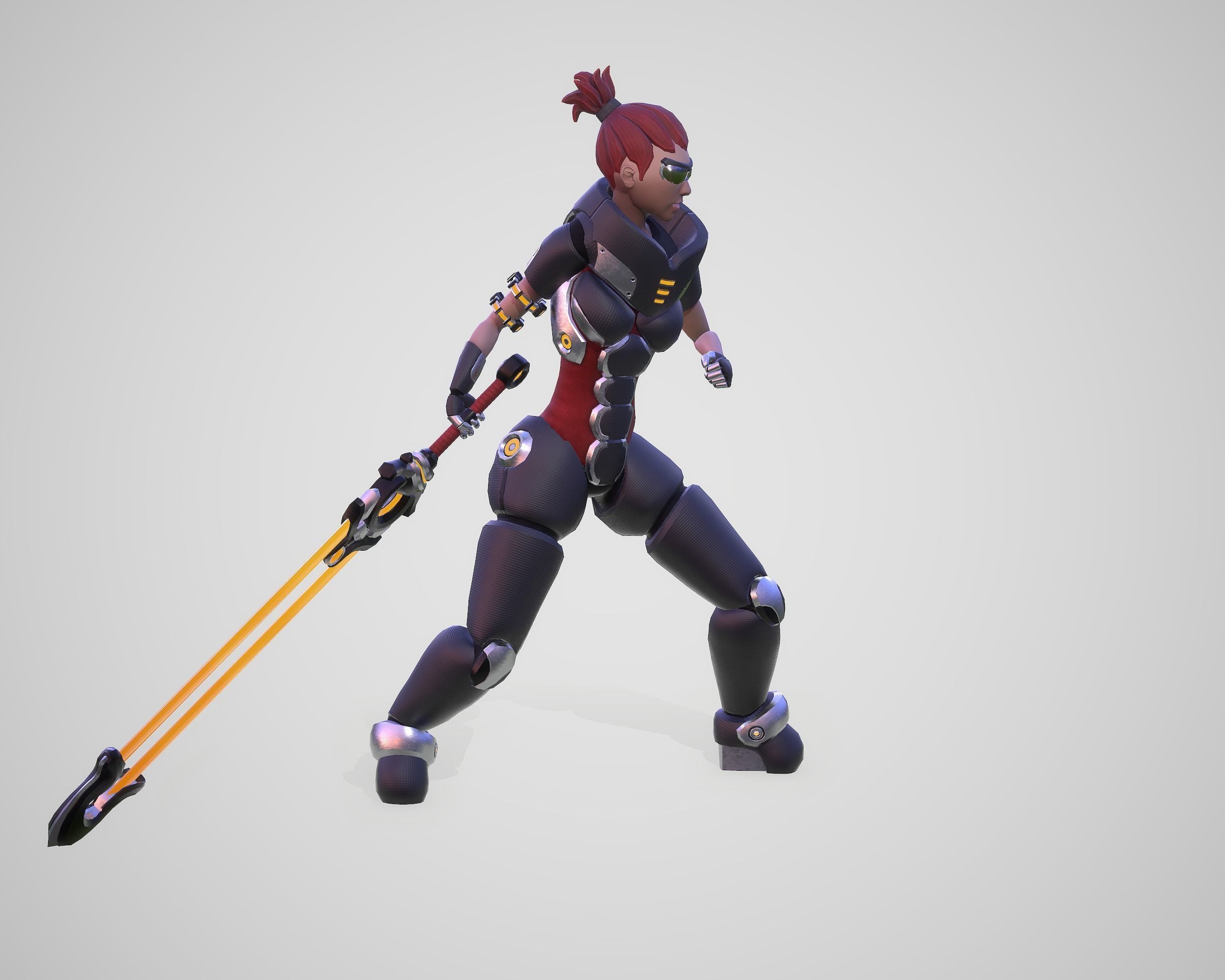 Cyber Warrior Low-poly 3D model_15