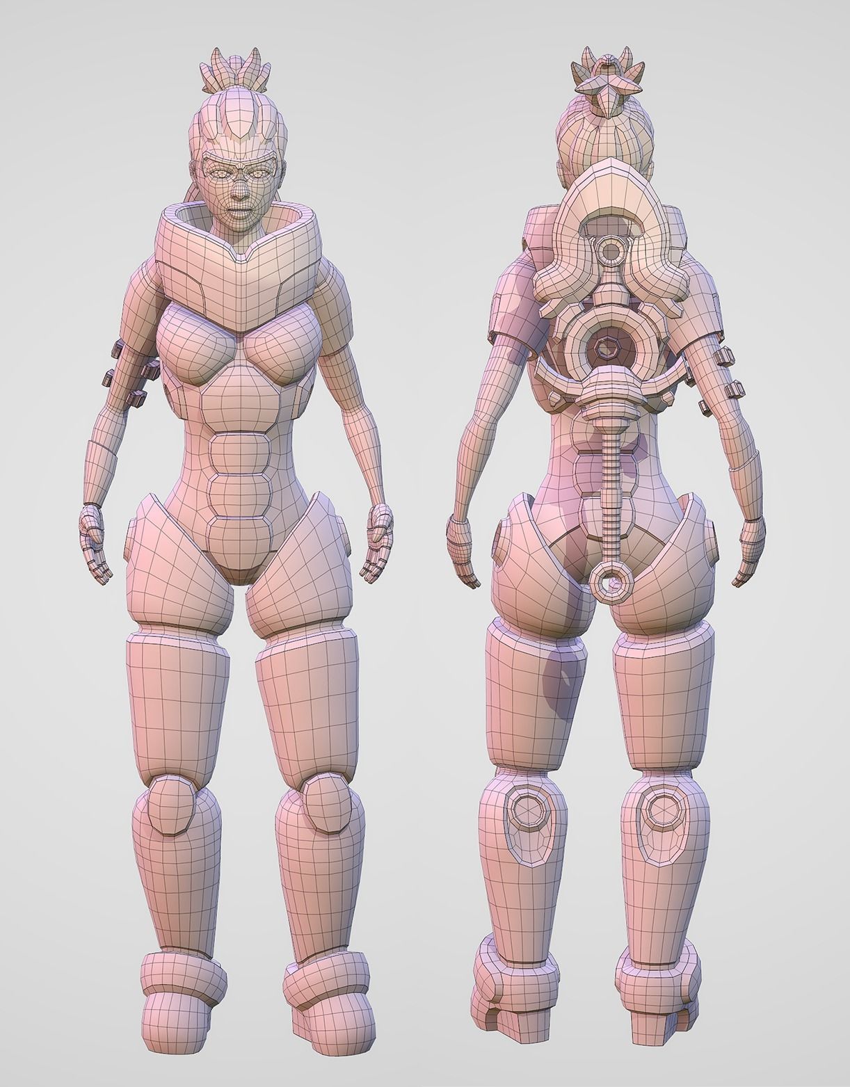 Cyber Warrior Low-poly 3D model_2
