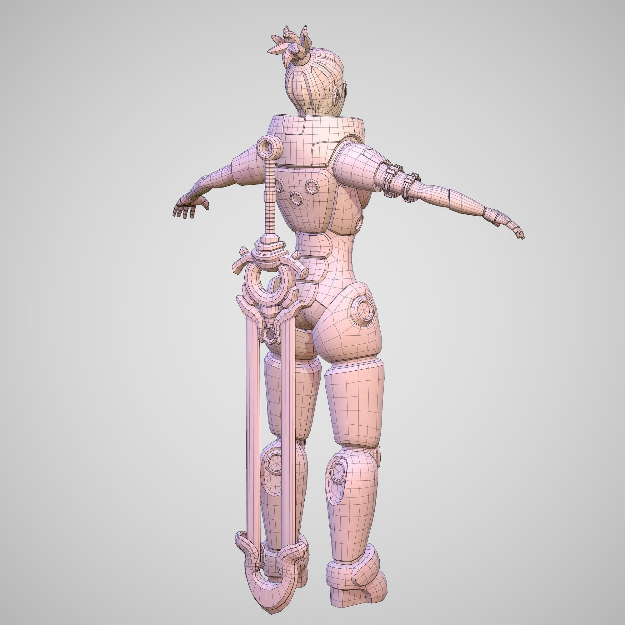 Cyber Warrior Low-poly 3D model_8