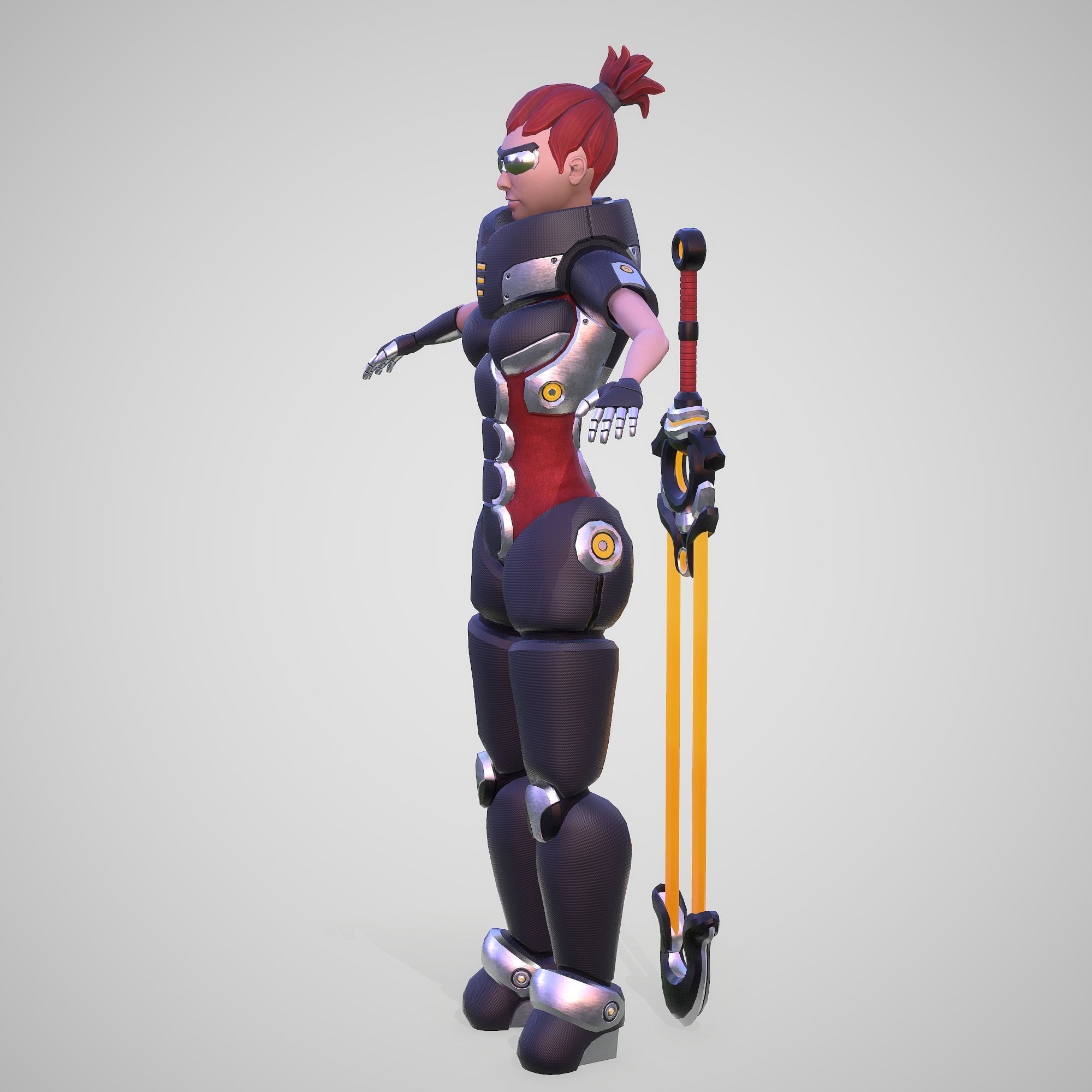 Cyber Warrior Low-poly 3D model_11