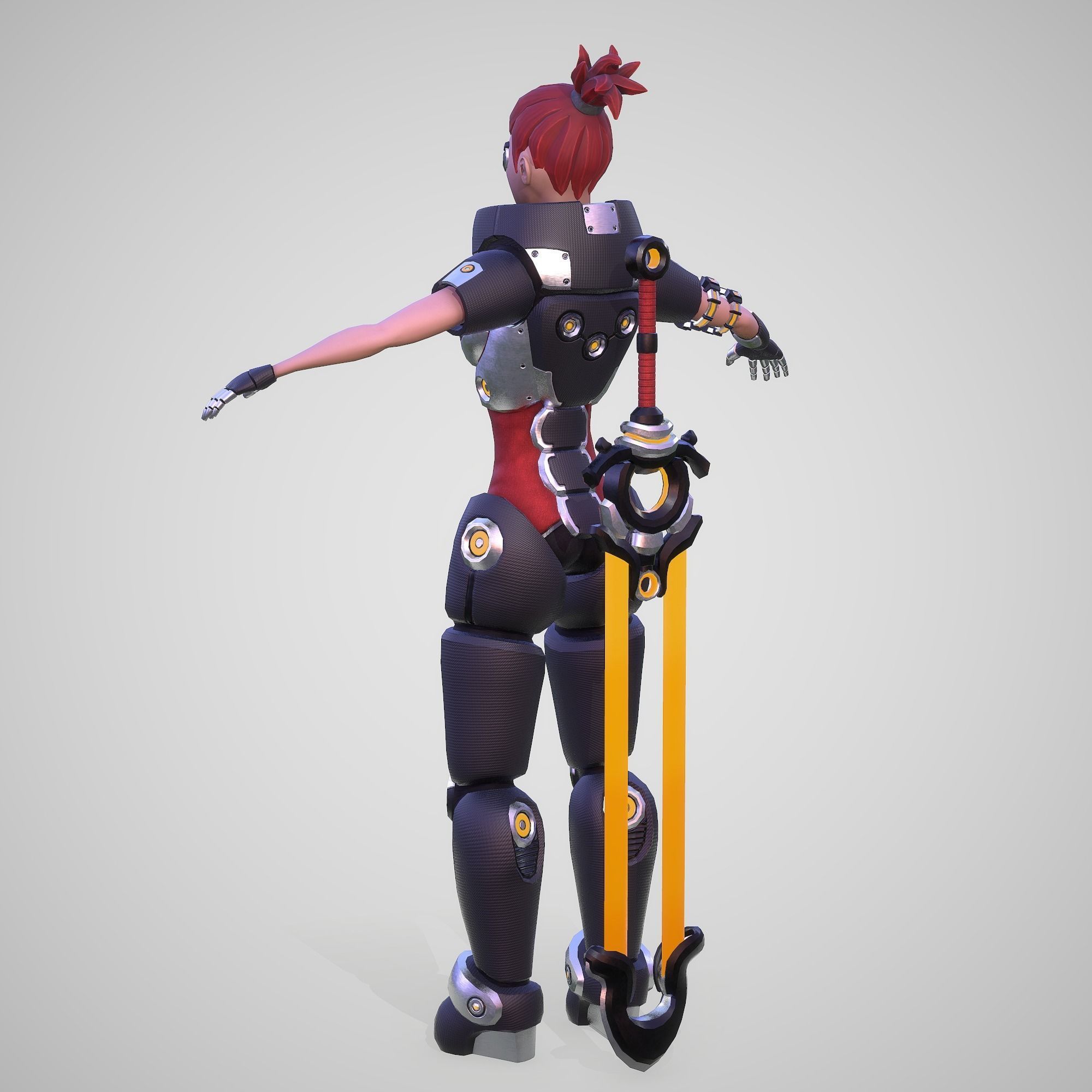 Cyber Warrior Low-poly 3D model_9