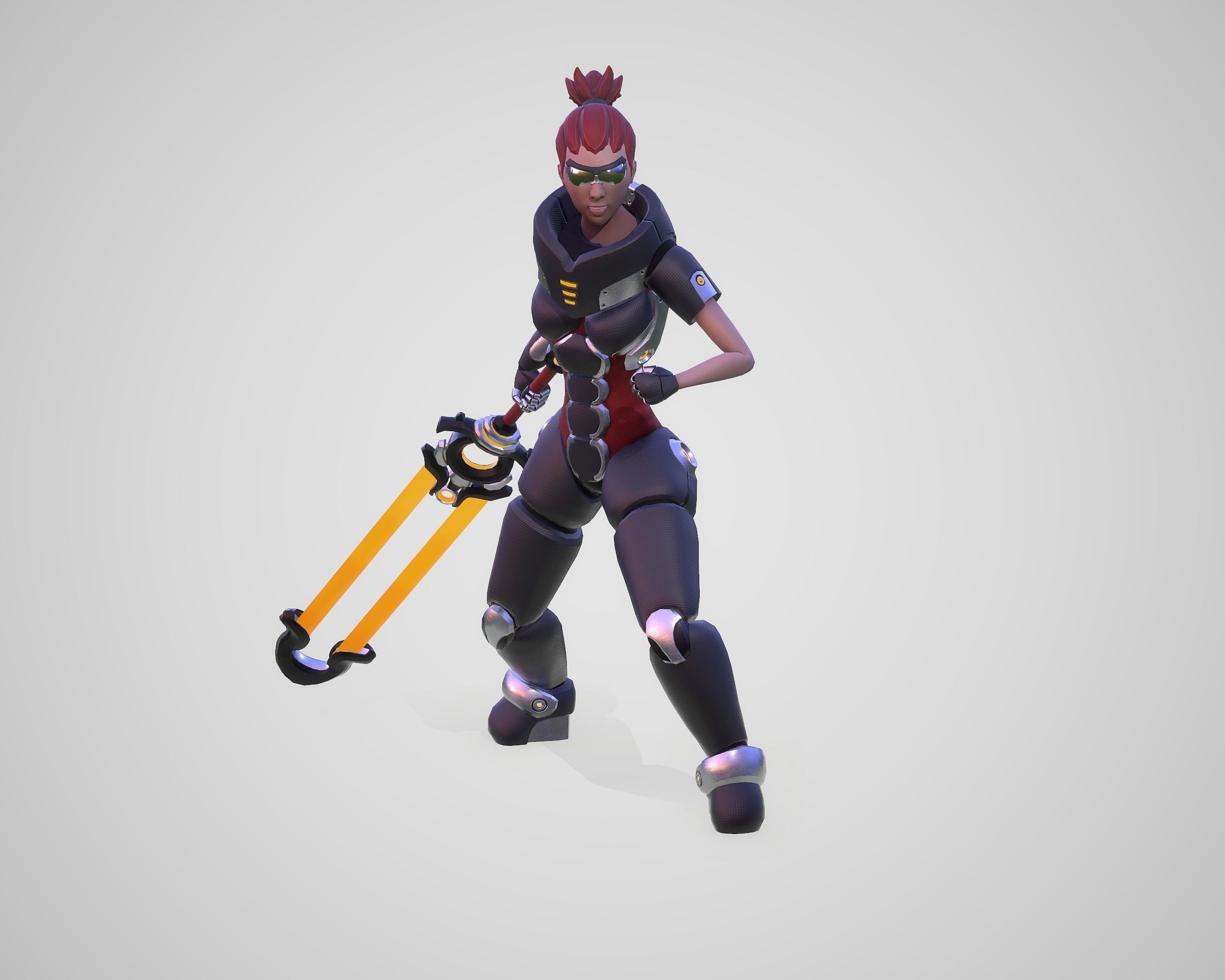 Cyber Warrior Low-poly 3D model_13