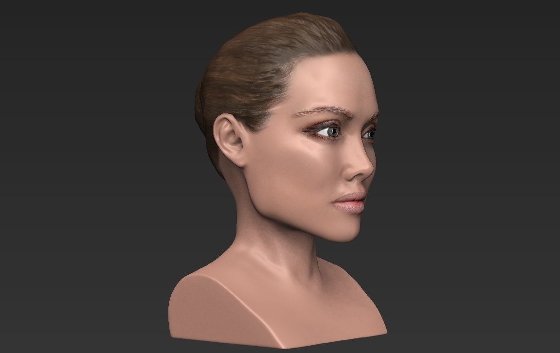 Angelina Jolie bust ready for full color 3D printing 3D print model_9