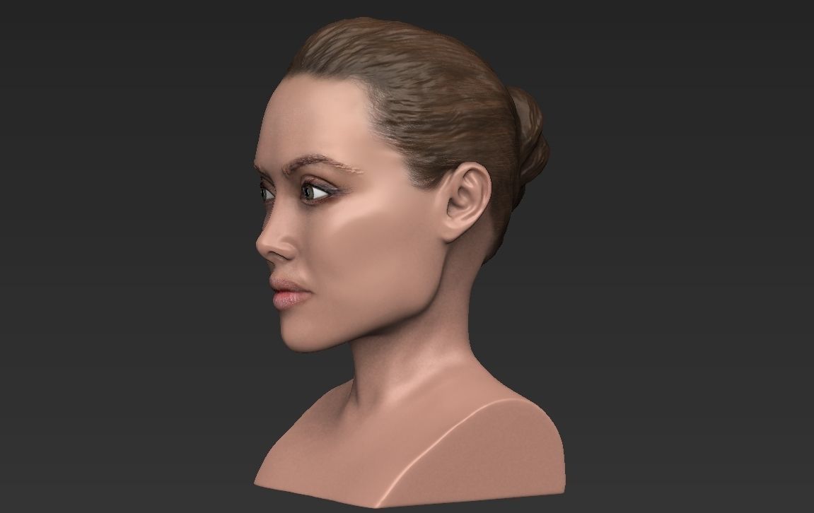 Angelina Jolie bust ready for full color 3D printing 3D print model_5