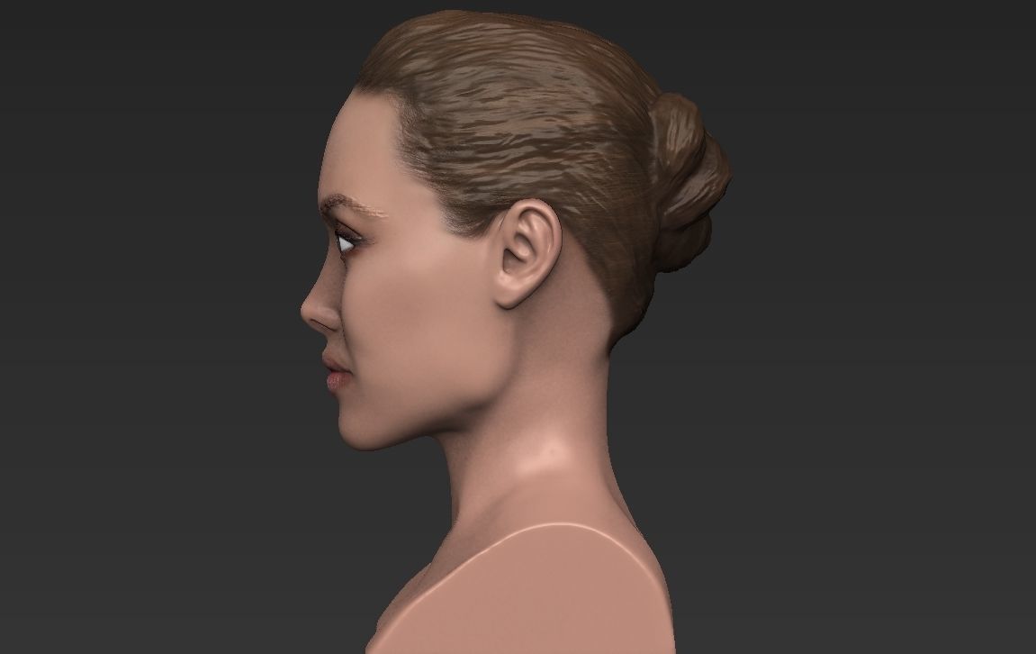 Angelina Jolie bust ready for full color 3D printing 3D print model_7