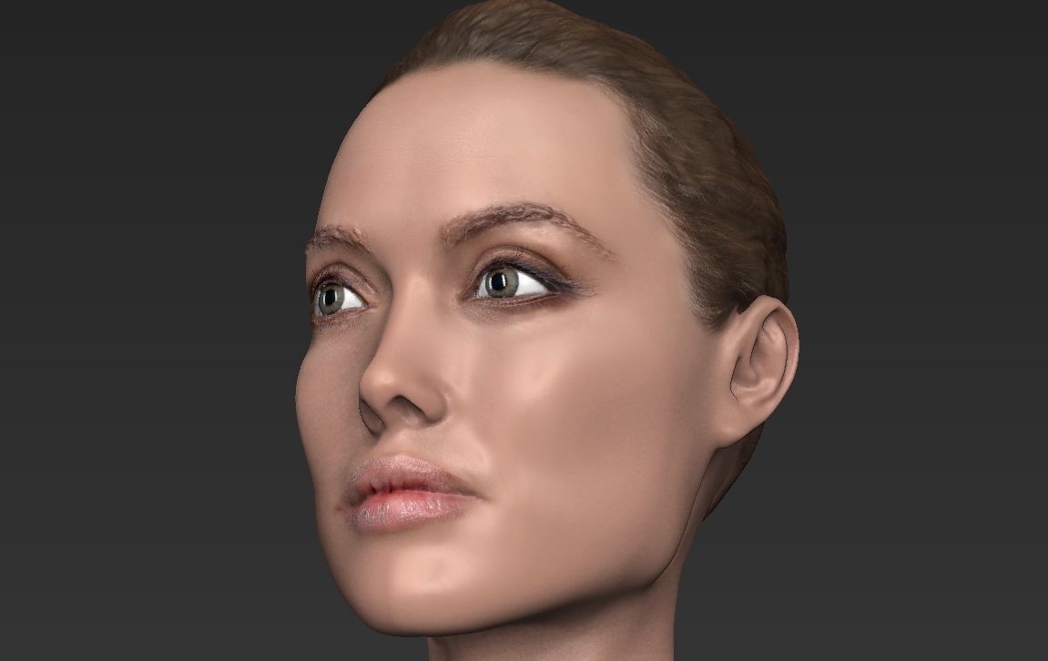 Angelina Jolie bust ready for full color 3D printing 3D print model_16