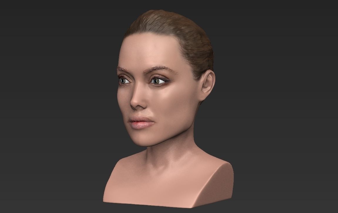 Angelina Jolie bust ready for full color 3D printing 3D print model_3