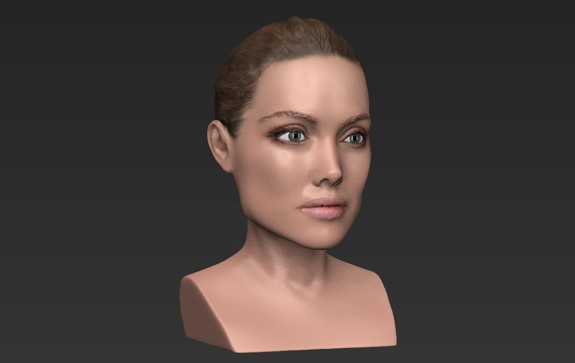 Angelina Jolie bust ready for full color 3D printing 3D print model_12