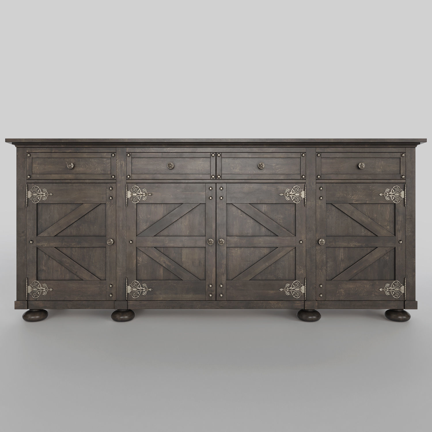 Hooker Vintage West Credenza 3D model_1